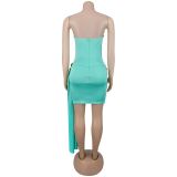 Women Sexy Strapless Backless Ribbon Dress