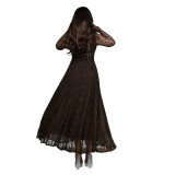 Women Sexy Lace See-Through Shimmering Dress