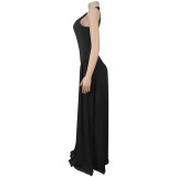 Women Elegant Round Neck Sleeveless Dress