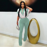 Women Casual Short-Sleeve Top and Pants Two-Piece Set