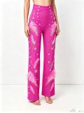 Women rhinestone feather Casual wide-leg Pant