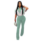Women Casual Short-Sleeve Top and Pants Two-Piece Set