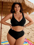 Plus Size Women V-Neck Sexy Two-Piece Swimwear