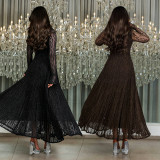 Women Sexy Lace See-Through Shimmering Dress