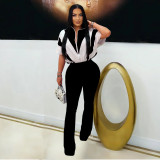 Women Casual Short-Sleeve Top and Pants Two-Piece Set
