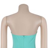 Women Sexy Strapless Backless Ribbon Dress