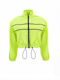Women Sexy Long Sleeve Zipper Color Block Top Jacket