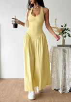 Women summer Halter Neck V Neck Backless ruffled sexy dress Women summer Halter Neck V Neck Backless ruffled sexy dress