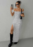 Women summer off-shoulder striped white Strapless dress