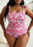 Plus Size Women Floral Print One-Piece Swimwear