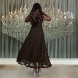 Women Sexy Lace See-Through Shimmering Dress