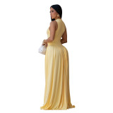 Women Elegant Round Neck Sleeveless Dress