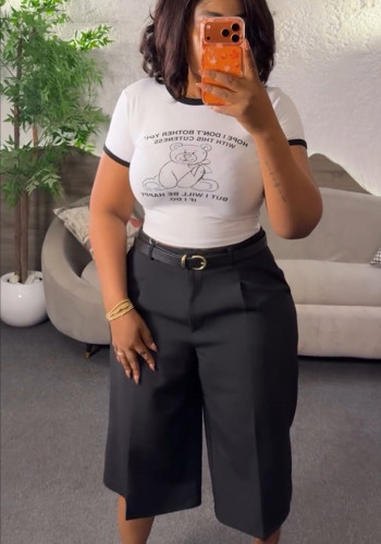 Plus Size Women Summer T-Shirt and Pant Two-Piece Set