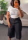 Plus Size Women Summer T-Shirt and Pant Two-Piece Set