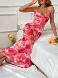 Women ruffled hollow-out backless dress