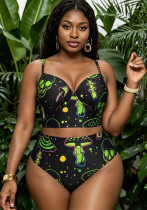 Plus Size Women Printed Sexy Bikini Two-Piece Swimwear Plus Size Women Printed Sexy Bikini Two-Piece Swimwear