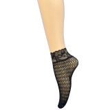 Women fishnet striped lace ankle stockings