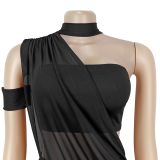 Women Sexy Mesh See-Through Bodycon Dress