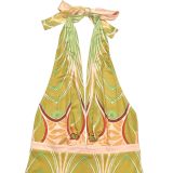 Women Summer Casual Print V-Neck Backless Dress