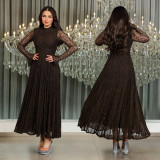 Women Sexy Lace See-Through Shimmering Dress