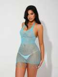 Women Sexy Pearl Mesh Camisole with Hollowed-out Jacquard Lingerie