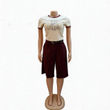 Plus Size Women Summer T-Shirt and Pant Two-Piece Set