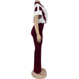 Women Casual Short-Sleeve Top and Pants Two-Piece Set