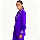 Women spring summer blazer and wide-leg Pant two-piece set