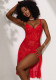 Women Sequined Mesh Nightgown See-Through Slit Sexy Slip Dress