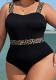 Plus Size Women Sexy Leopard Print Patchwork Halter One-Piece Swimwear