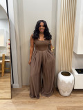 Women Summer Casual Chiffon Wide-Leg Jumpsuit
