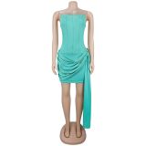 Women Sexy Strapless Backless Ribbon Dress