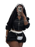 Women Sexy Long Sleeve Zipper Color Block Top Jacket