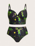 Plus Size Women Printed Sexy Bikini Two-Piece Swimwear