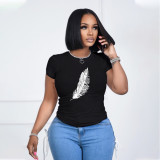 Women Casual Short Sleeve Printed Top