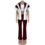 Women Casual Short-Sleeve Top and Pants Two-Piece Set