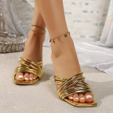 Plus Size Women Summer Casual French Slip-on High-Heeled Sandals