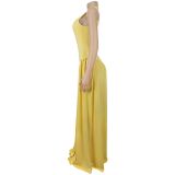 Women Elegant Round Neck Sleeveless Dress