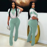 Women Casual Short-Sleeve Top and Pants Two-Piece Set