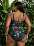 Plus Size Women Printed Sexy Bikini Two-Piece Swimwear