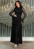 Women Sexy Lace See-Through Shimmering Dress