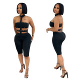 Women Sexy Off-Shoulder Beaded Halter Neck Jumpsuit