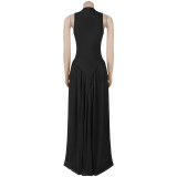 Women Elegant Round Neck Sleeveless Dress