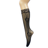 Women mid-calf lace ankle stockings with rose flowers