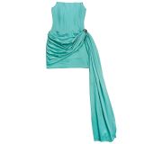 Women Sexy Strapless Backless Ribbon Dress