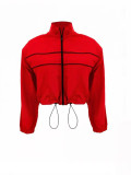 Women Sexy Long Sleeve Zipper Color Block Top Jacket