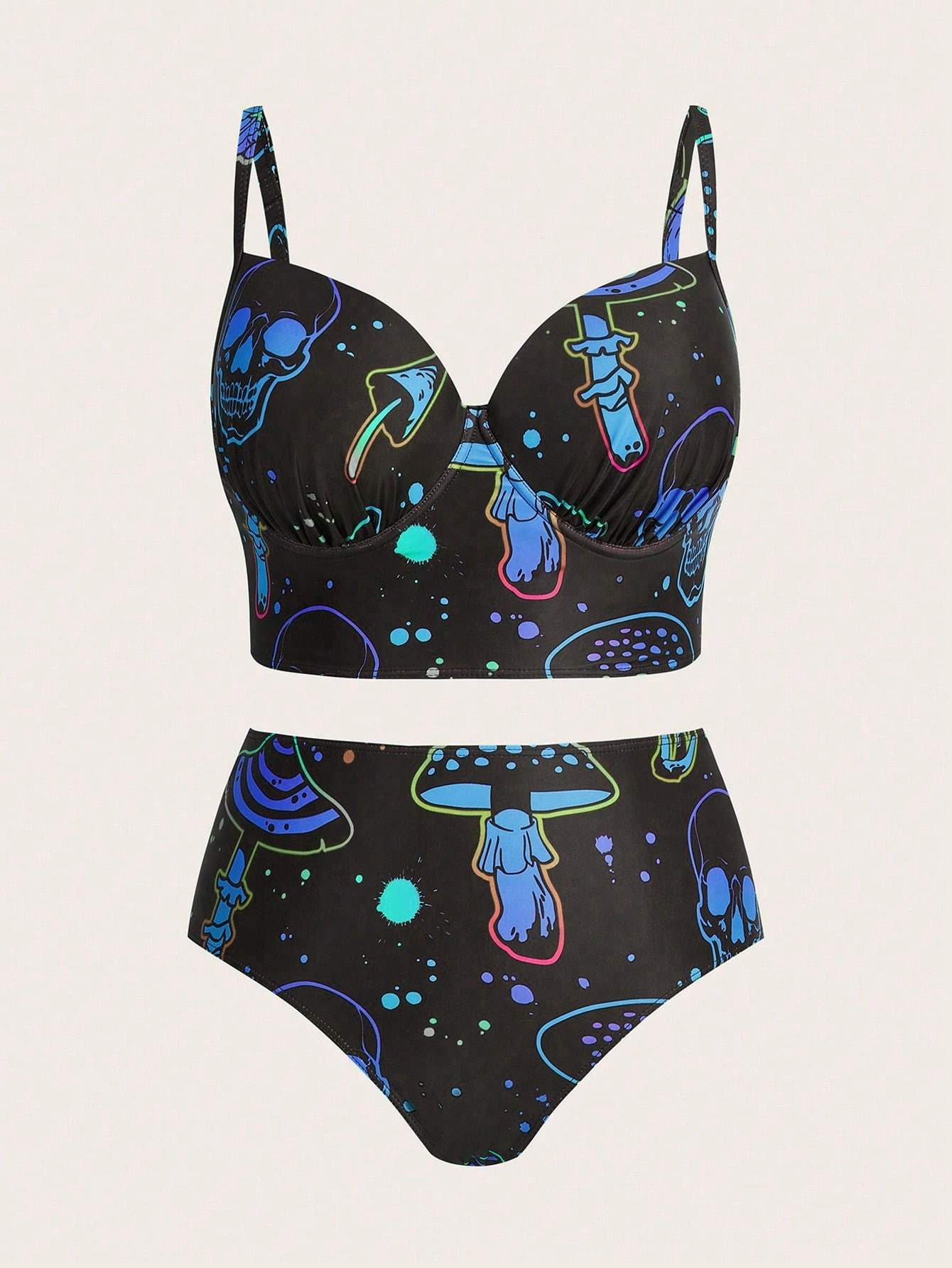 Plus Size Printed Two-Piece Bikini Swimsuit