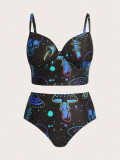 Plus Size Women Printed Sexy Bikini Two-Piece Swimwear