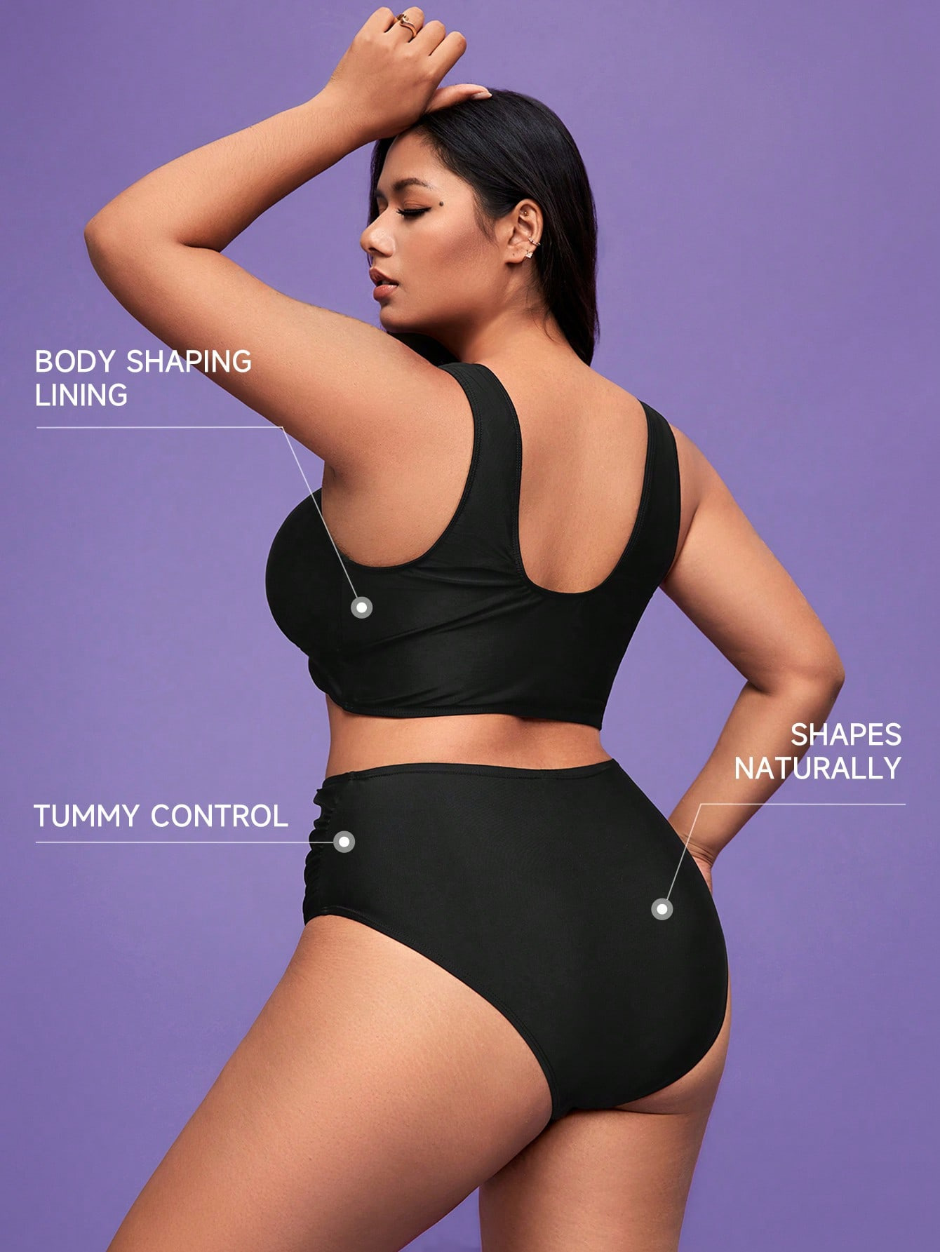 Plus Size V-Neck Two-Piece Swimsuit