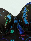Plus Size Women Printed Sexy Bikini Two-Piece Swimwear